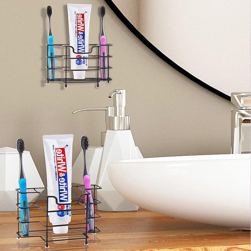 Wbbog Stainless Steel Toothbrush and Toothpaste Holder for Bathroom - 3-Slot Organizer with Modern Black Design, Space-Saving and Hygienic Bathroom Storage for Countertop or Shower (Medium) - Image 3